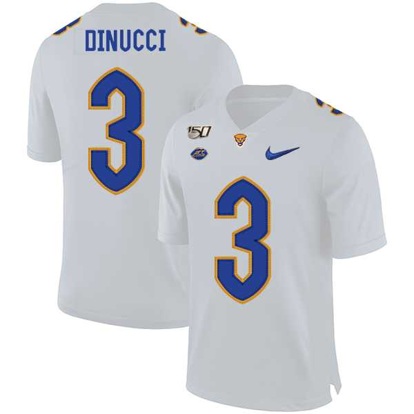 Pittsburgh Panthers #3 Ben DiNucci White 150th Anniversary Patch Nike College Football Jersey